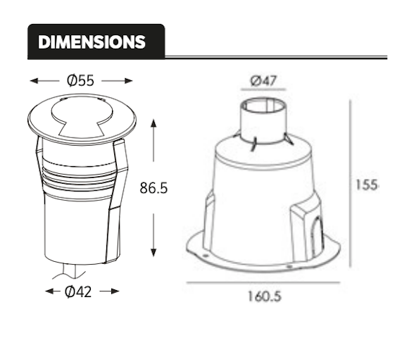 Drive Over Mini Uplighter 3watts Dual Beam