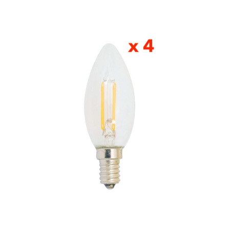 E14 Candle LED Filament Lamp Dimmable x 4
