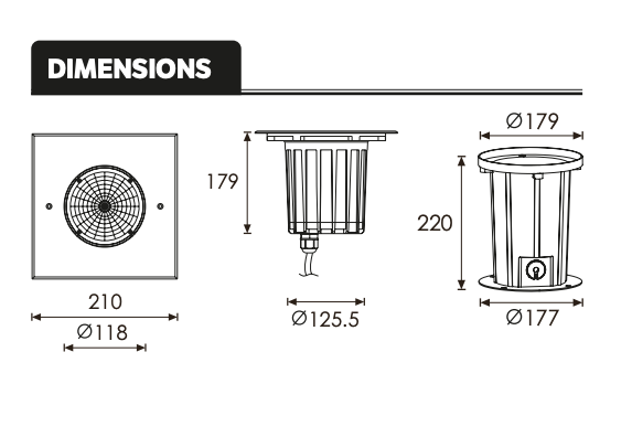 Inground Uplighter 18watts Square 24V DC