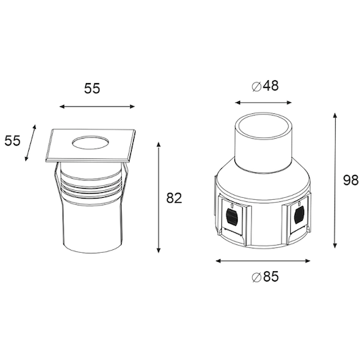 Inground Uplighter 3x0.43watts 24V DC Square
