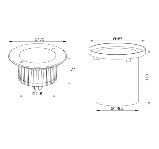 Inground Uplighter Asymmetric 13watts 24V DC