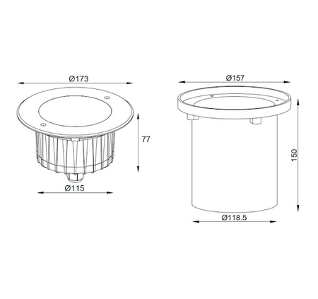 Inground Uplighter Asymmetric 13watts 24V DC