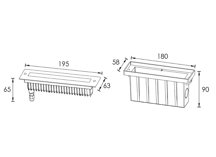 Inground or Recessed Uplighter Asymmetric 3x2.2watts 24V DC