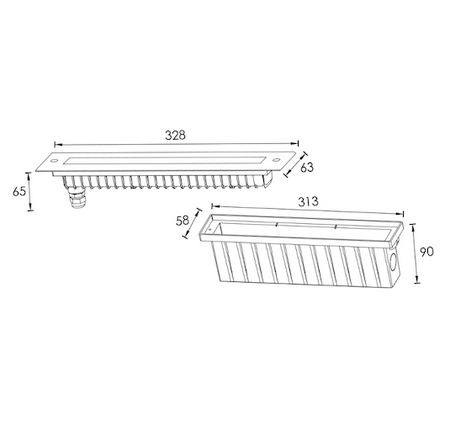 Inground or Recessed Uplighter Asymmetric 6x2.2watts 24V DC