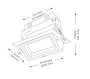 LED Downlight Rectangular 40w Aurora CCT