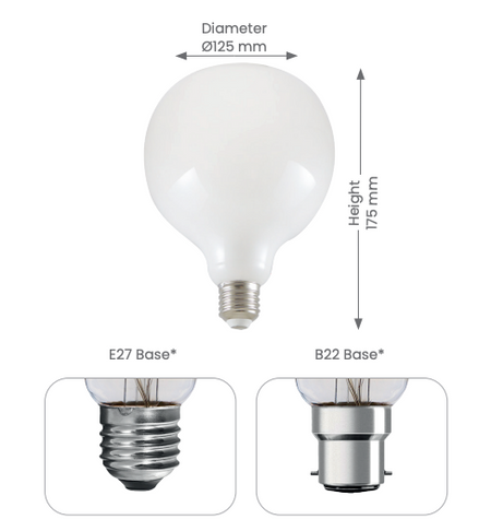 G125 LED Bulb Opal Glass Dimmable 12w