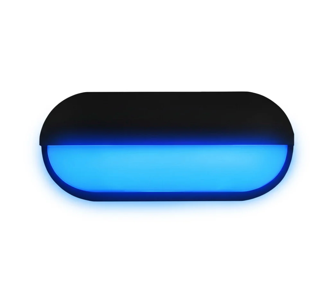 Ovate Eyelid Blue LED Oval Bulkhead-Front