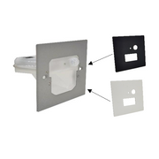 Step light with replaceable front face.