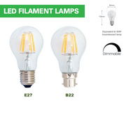A60 E27 & B22 LED Filament Bulb Dimmable 7watts 3000K