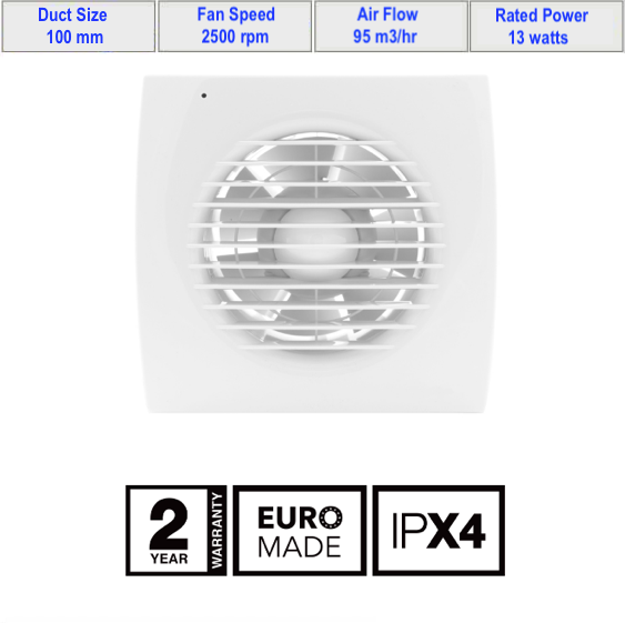 Extractor Fan Kit 100mm Duct Size (WK100DOM)