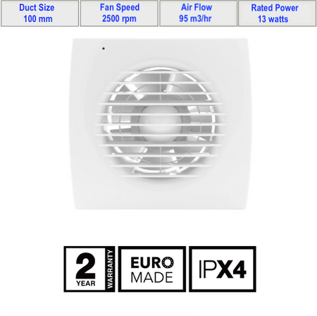 Extractor Fan Kit 100mm Duct Size (WK100DOM)