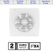 Extractor Fan Kit 150mm Duct Size (WK150DOM)