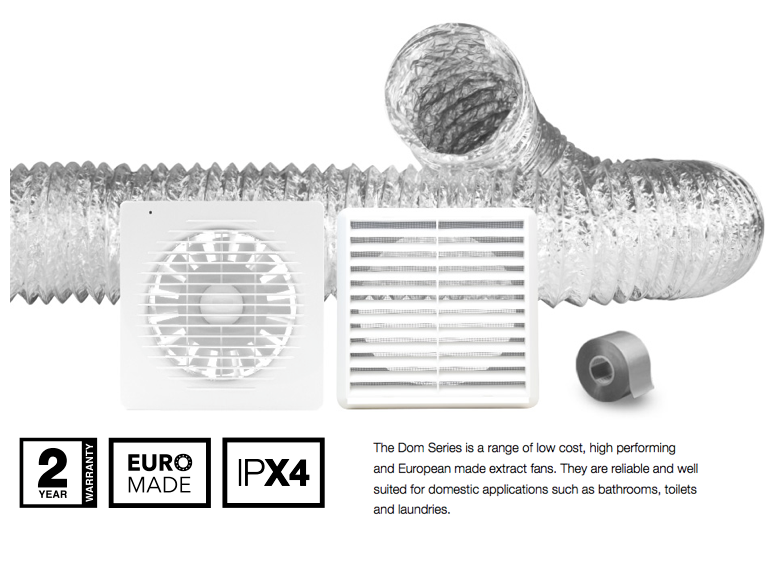 Extractor Fan Kit Ceiling Mounted 125mm Duct Size