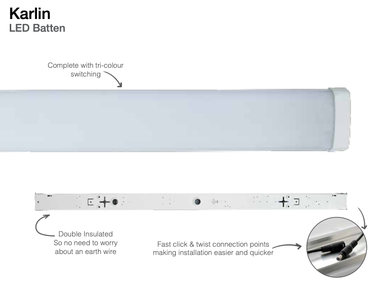 LED Batten Karlin 1.2m 36watts CCT