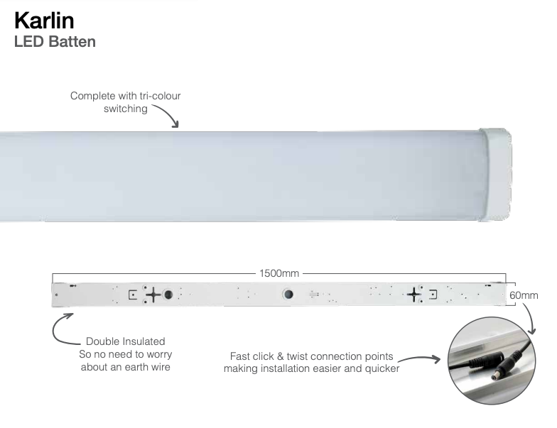 LED Batten Karlin 1.5m 50watts CCT