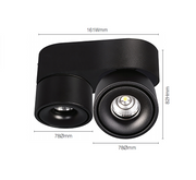 LED Downlight Double Swivel 16w Dimmable w/ Dimensions