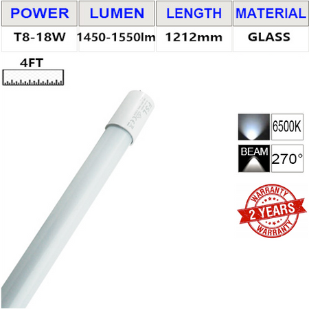 LED Tube T8 18w 1.2m 6500K