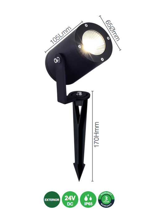 LED Spotlight on Spike 5W 24V DC