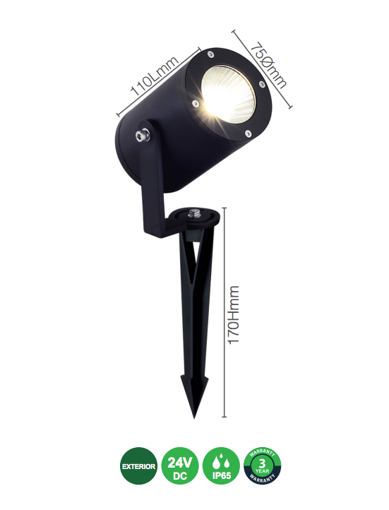 LED Spotlight on Spike 10W 24V DC