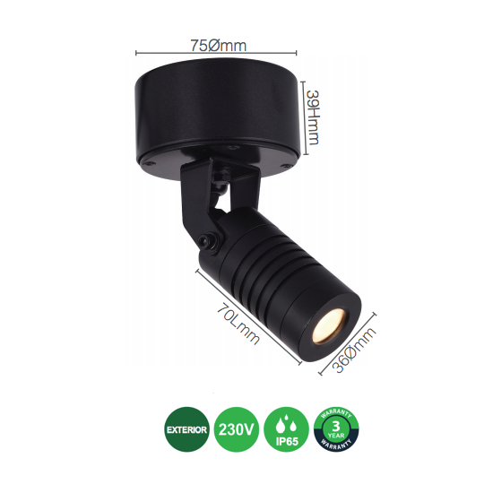 LED Spotlight on Base 3W 230V