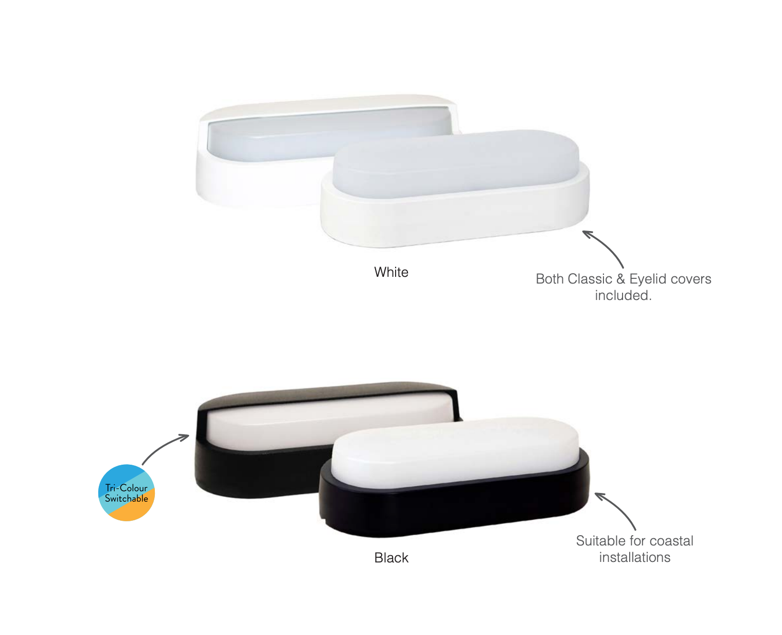 LED Bulkhead Ovate 12w CCT x 2