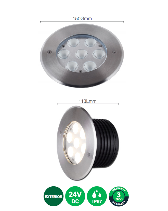 Inground Uplighter 24V DC 7 x 2W